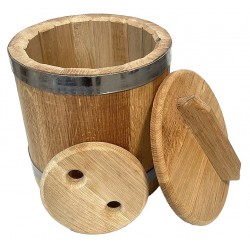 Holzgefäß zum Einlegen für Gemüsen 10L, (Bottich) mit Deckel und Drückplatte.