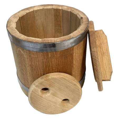 Holzgefäß zum Einlegen für Gemüsen 15L, (Bottich) mit Deckel und Drückplatte.