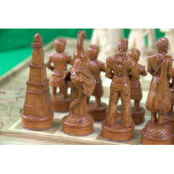 Natural wood chess set “Game of Thrones” set 3 in 1. Chess, backgammon, checkers.