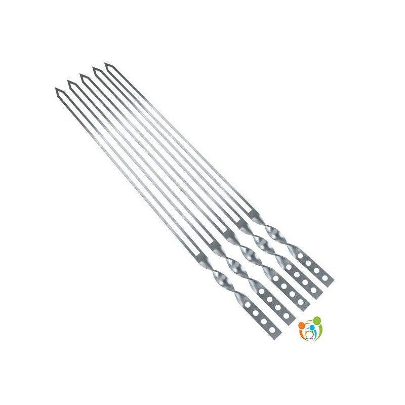 Edelstahlspieße-Set, 5-teilig, extra breit, flach, mit Tasche