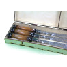 Skewers stainless steel, shashlik skewers 3mm thick with wooden handle in wooden box, gift