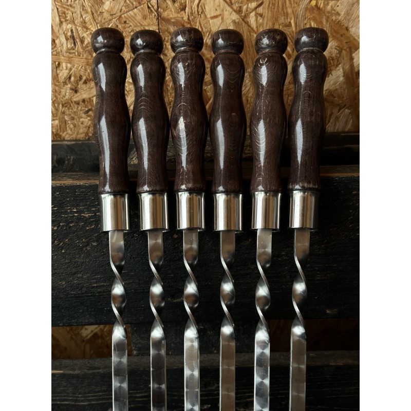 Skewers Wenge  stainless steel premium gift set with wooden handle 730x3x12 mm, in quiver New