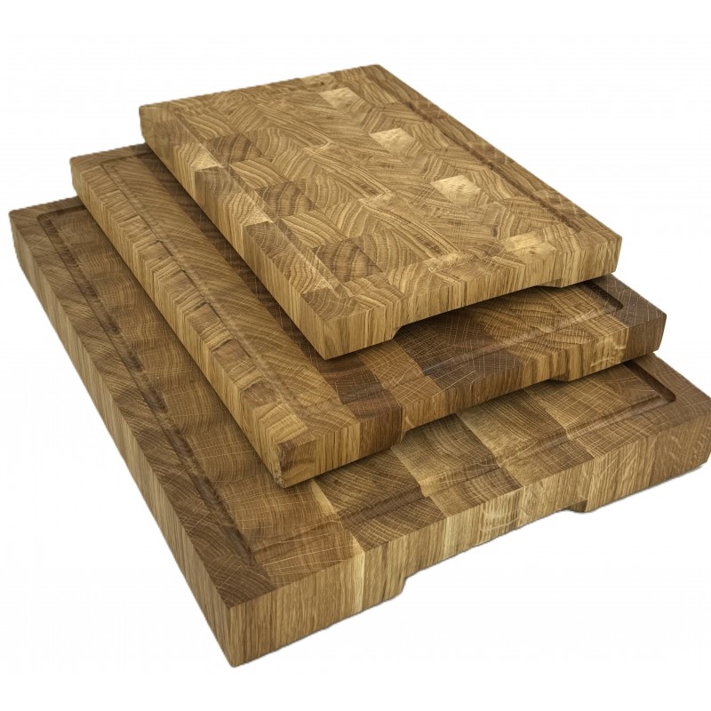 End grain oak cutting board large set - handmade, durable kitchen board