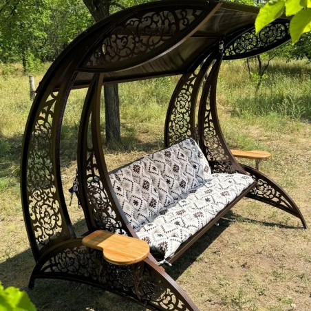 Luxury Metal Garden Swing with Canopy & Sleeping Function