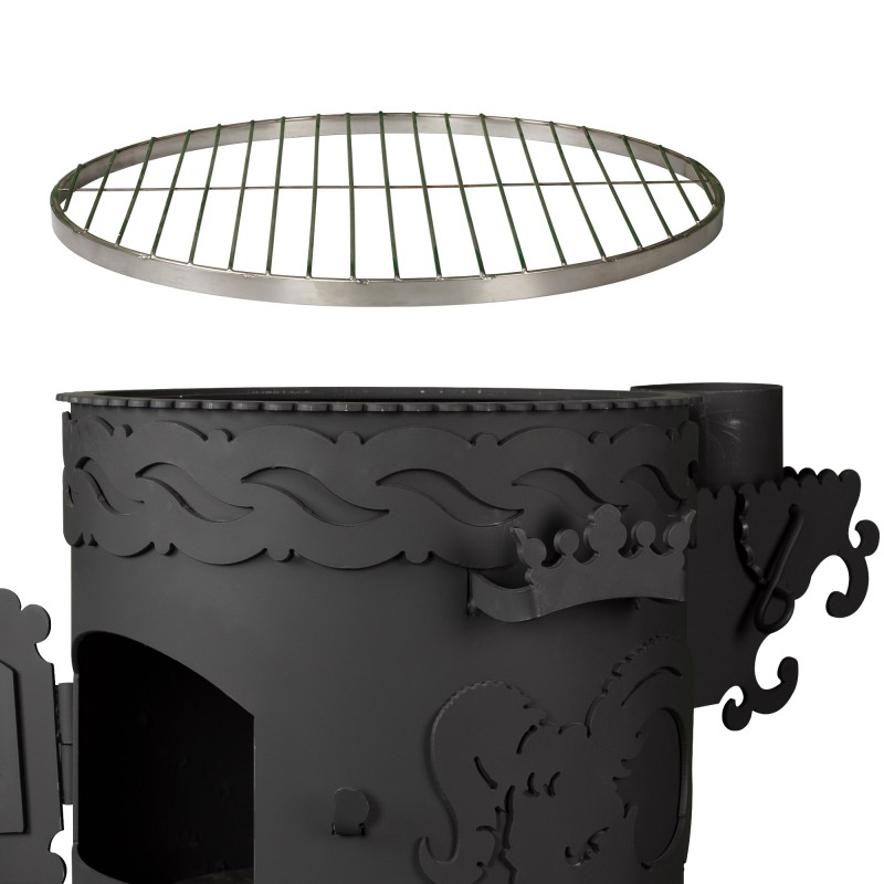 Round stainless steel grill grate. Fits “Bukhara-2” and “Kazbek-1” stoves.