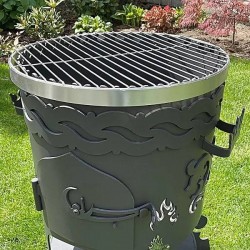 Round stainless steel grill grate. Fits “Bukhara-2” and “Kazbek-1” stoves.