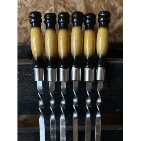 Premium Grillspieße Set Reckless Black and White – 6 Stück im Etui 730х12х3mm Weis-Schwarz