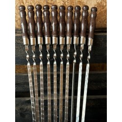 Reckless WENGE Premium Grillspieße Set – 6 Edelstahl Schaschlikspieße (730 mm) mit lackiertem Holzgriff & Tragetasche