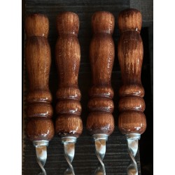 Premium Grillspieße Set Cherry – (6 Stück, 730 x 12 x 3 mm) aus Edelstahl mit Holzgriff und Tragetasche