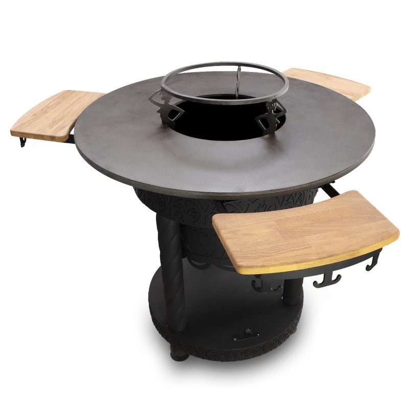 GRILL FEUERPLATTE "OLIMP" FEUERSTELLE, PLANCHA MIT HOLZ REGAL