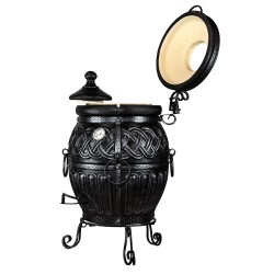 Tandoor Set Thor 2 Bleck fireclay oven, garden fireplace, outdoor kitchen.