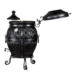Tandoor Set Thor 2 Bleck fireclay oven, garden fireplace, outdoor kitchen.