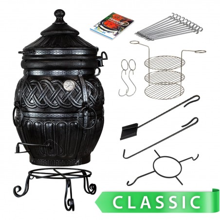 Tandoor Set Thor 2 Bleck fireclay oven, garden fireplace, outdoor kitchen.