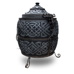 Wärmegedämmter Tandoor aus Schamottton Graphit (Komplett-Set, 285 kg)