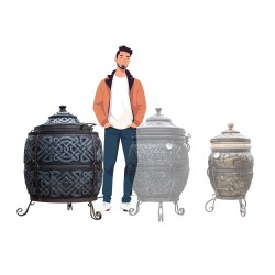 Wärmegedämmter Tandoor aus Schamottton Graphit (Komplett-Set, 285 kg)