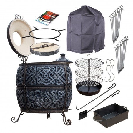 Wärmegedämmter Tandoor aus Schamottton Graphit (Komplett-Set, 285 kg)