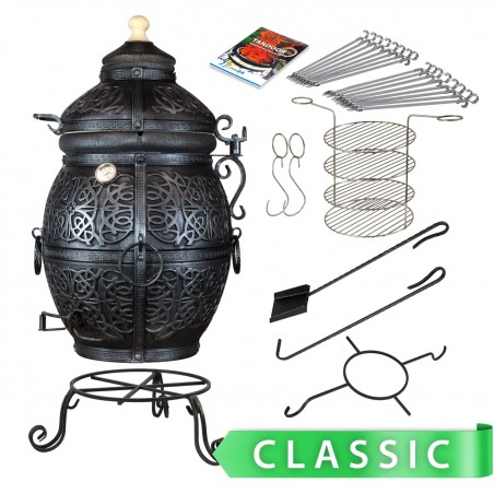 TANDOOR SET SAFRAN XL PREMIUM, ca. 110L, Garten Schamott Ofen
