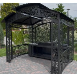 Der Grillkomplex „Venedig“ besteht aus einem Grill mit Herd für einen Kessel und einem Spülbecken