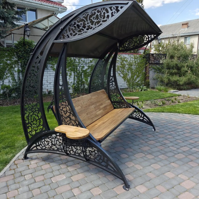 Garden swing "Dubai", powder-coated, seat base material - oak