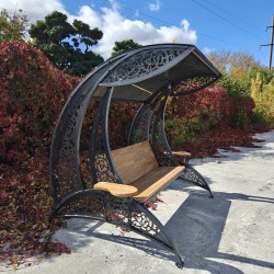 Garden swing "Dubai", powder-coated, seat base material - oak