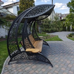 Gartenschaukel „Dubai“, pulverbeschichtet, Sitzgestell aus Eiche