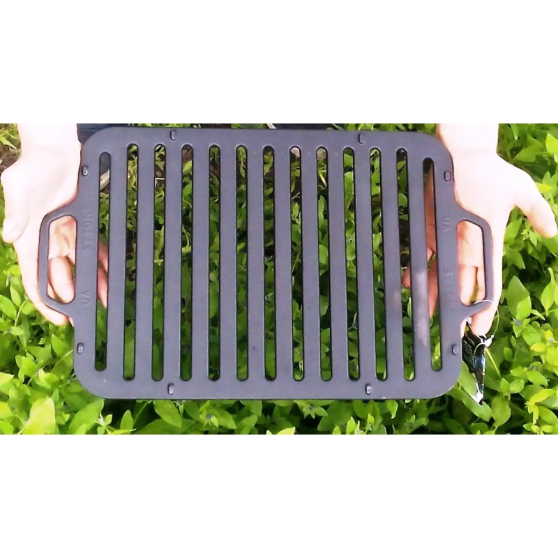 Чугунная решётка-гриль 36×26 см массивная для мангала и BBQ