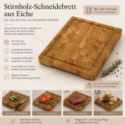 Разделочная доска из дуба с желобом 35 × 25 см