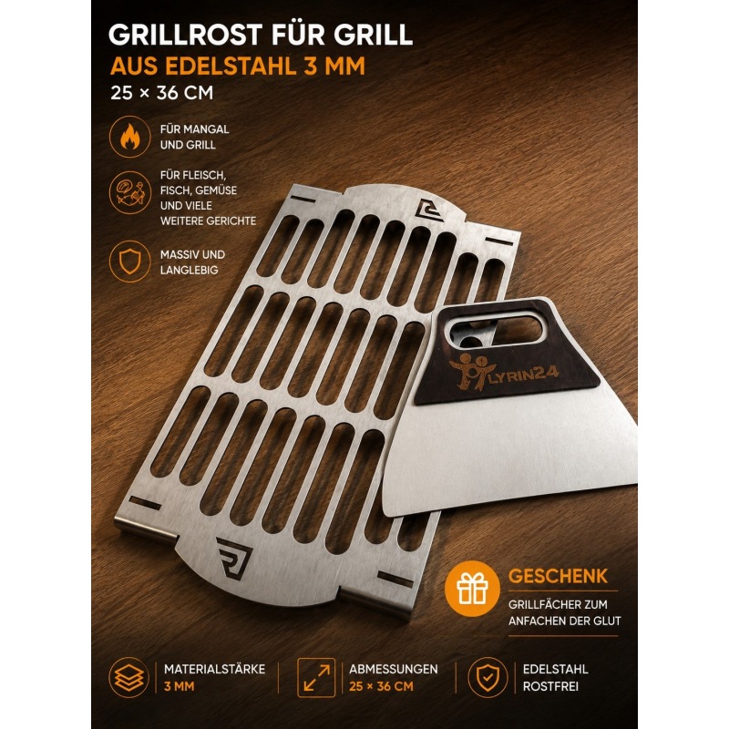 Grillrost Edelstahl 3 mm 25×36 cm | Mangal & BBQ