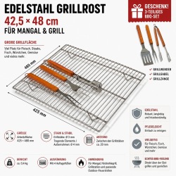 Grillrost Edelstahl 42,5×48 cm für Mangal & Grill | Lyrin24