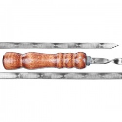 Шампур из нержавеющей стали  с деревянной ручкой  730*3*12 мм